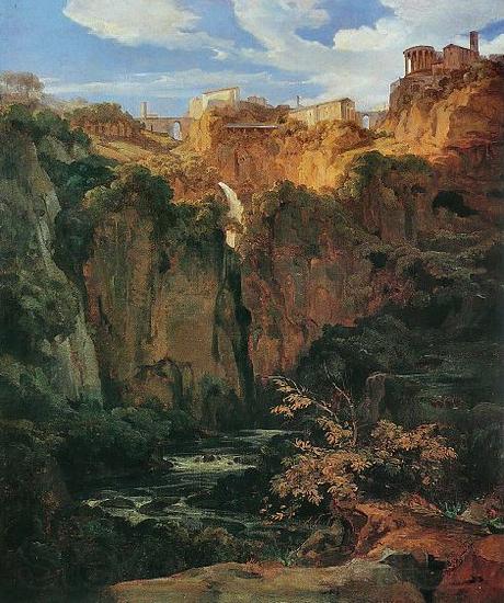 Ernst Fries Tivoli, les cascades et le temple de Vesta